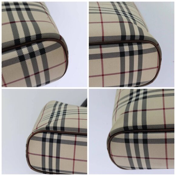 BURBERRY Nova Check Hand Bag Nylon Beige Silver Auth - Picture 16 of 16